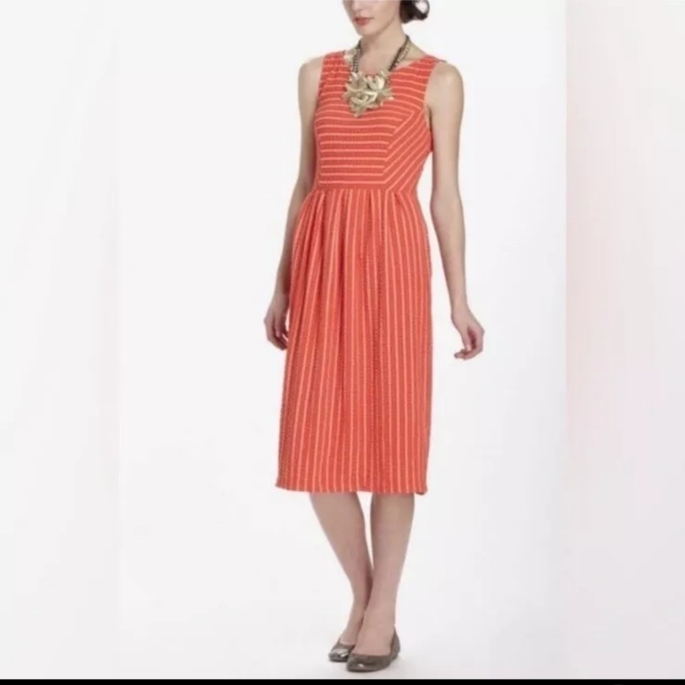 Anthropologie| Postage Postmark Midi Sleeveless Stripped Dress with Pockets